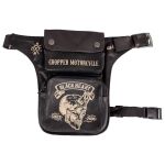 Geanta Moto pentru Coapsa W-TEC Black Heart Devil Skull Black Leather FitLine Training
