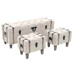 Set bancă depozitare 3 buc, lemn masiv și oțel, 112x37x45 cm GartenMobel Dekor