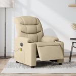Fotoliu electric de masaj rabatabil, crem, textil GartenMobel Dekor