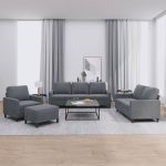 Set de canapele cu perne, 4 piese, gri închis, catifea GartenMobel Dekor
