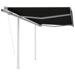 Copertină retractabilă automat cu stâlpi, antracit, 3,5x2,5 m GartenMobel Dekor