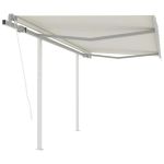 Copertină retractabilă automat cu stâlpi, crem, 3,5x2,5 m GartenMobel Dekor