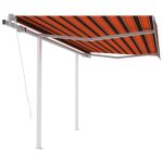 Copertină retractabilă automat stâlpi portocaliu/maro 3,5x2,5 m GartenMobel Dekor