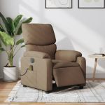 Fotoliu electric de masaj rabatabil, maro, textil GartenMobel Dekor
