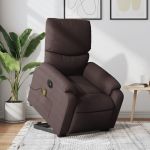 Fotoliu electric masaj rabatabil cu ridicare maro închis textil GartenMobel Dekor