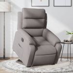 Fotoliu electric rabatabil cu ridicare, gri taupe, textil GartenMobel Dekor