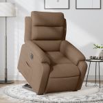Fotoliu electric rabatabil cu ridicare, maro, textil GartenMobel Dekor