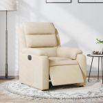 Fotoliu rabatabil electric, crem, material textil GartenMobel Dekor