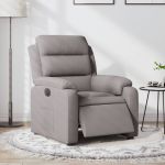 Fotoliu rabatabil electric, gri taupe, material textil GartenMobel Dekor