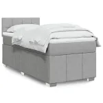 Pat box spring cu saltea, gri deschis, 90x190 cm, textil GartenMobel Dekor