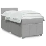 Pat box spring cu saltea, gri deschis, 90x190 cm, textil GartenMobel Dekor