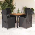 Set mobilier de grădină cu perne, 5 piese, negru, poliratan GartenMobel Dekor