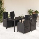 Set mobilier de grădină cu perne, 5 piese, negru, poliratan GartenMobel Dekor
