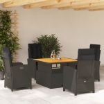 Set mobilier de grădină cu perne, 5 piese, negru, poliratan GartenMobel Dekor