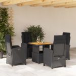 Set mobilier de grădină cu perne, 5 piese, negru, poliratan GartenMobel Dekor