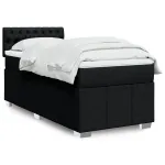 Pat box spring cu saltea, negru, 90x190 cm, textil GartenMobel Dekor