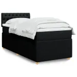 Pat box spring cu saltea, negru, 90x190 cm, textil GartenMobel Dekor