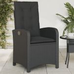 Scaun de grădină rabatabil cu perne, negru, poliratan GartenMobel Dekor