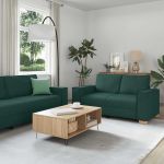 Set de canapele cu perne, 2 piese, verde închis, textil GartenMobel Dekor