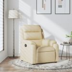 Fotoliu rabatabil, crem, material textil GartenMobel Dekor