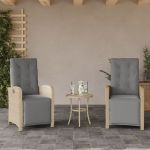 Scaun de grădină rabatabil cu suport picioare,2 buc., poliratan GartenMobel Dekor