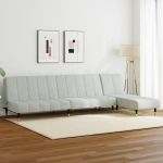 Set canapea, 2 piese, gri deschis, catifea GartenMobel Dekor