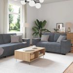 Set de canapele cu perne, 2 piese, gri închis, catifea GartenMobel Dekor