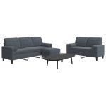 Set de canapele cu perne/rulouri, 3 piese, gri închis, catifea GartenMobel Dekor
