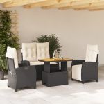 Set mobilier de grădină cu perne, 4 piese, negru, poliratan GartenMobel Dekor