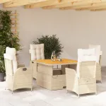 Set mobilier de grădină cu perne, 5 piese, bej, poliratan GartenMobel Dekor
