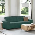 Canapea cu 3 locuri, verde închis, 180 cm, catifea GartenMobel Dekor