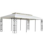 Pavilion cu acoperiș dublu, alb, 6x3 m, oțel GartenMobel Dekor