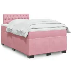 Pat box spring cu saltea, roz, 120x200 cm, catifea GartenMobel Dekor