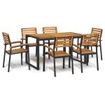 Set mobilier de grădină, 7 piese, lemn masiv de acacia și metal GartenMobel Dekor