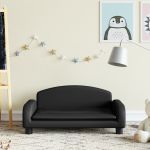 Canapea pentru copii, negru, 70x45x30 cm, piele ecologică GartenMobel Dekor
