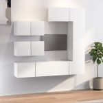 Set dulap TV, 6 piese, alb, lemn prelucrat GartenMobel Dekor