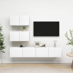Set dulapuri TV, 4 piese, alb, lemn prelucrat GartenMobel Dekor