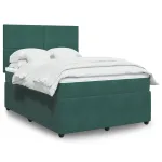 Pat box spring cu saltea, verde închis, 160x200 cm, catifea GartenMobel Dekor