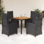 Set mobilier de grădină cu perne, 5 piese, negru, poliratan GartenMobel Dekor
