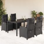 Set mobilier de grădină cu perne, 5 piese, negru, poliratan GartenMobel Dekor