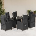 Set mobilier de grădină cu perne, 7 piese, negru, poliratan GartenMobel Dekor