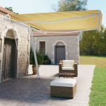 Copertină autonomă retractabilă automat galben&alb 450x350 cm GartenMobel Dekor