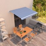 Copertină retractabilă automat, albastru și alb, 300x250 cm GartenMobel Dekor