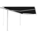 Copertină retractabilă automat, cu stâlpi, antracit, 4x3,5 m GartenMobel Dekor