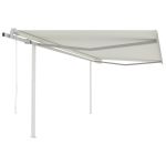Copertină retractabilă automat, cu stâlpi, crem, 4x3,5 m GartenMobel Dekor