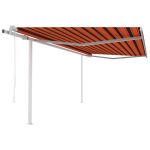 Copertină retractabilă automat, stâlpi, portocaliu&maro 4,5x3 m GartenMobel Dekor