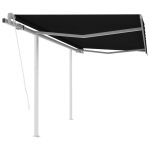 Copertină retractabilă automat cu stâlpi, antracit, 3x2,5 m GartenMobel Dekor