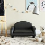 Canapea pentru copii, negru, 50x40x30 cm, piele ecologică GartenMobel Dekor