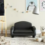Canapea pentru copii, negru, 50x40x30 cm, piele ecologică GartenMobel Dekor