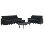 Set de canapele cu perne, 3 piese, negru, catifea GartenMobel Dekor